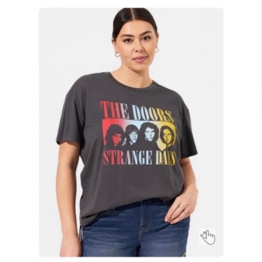 Torrid The Doors Relax Fit Cotton Fringe Back Tee in Vintage Black: 0